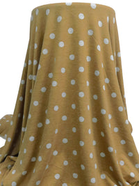 Golden Oak/Mid Gray Polyester/Rayon/Lycra Heathered Polka Dot Print French Terry Knit 59W