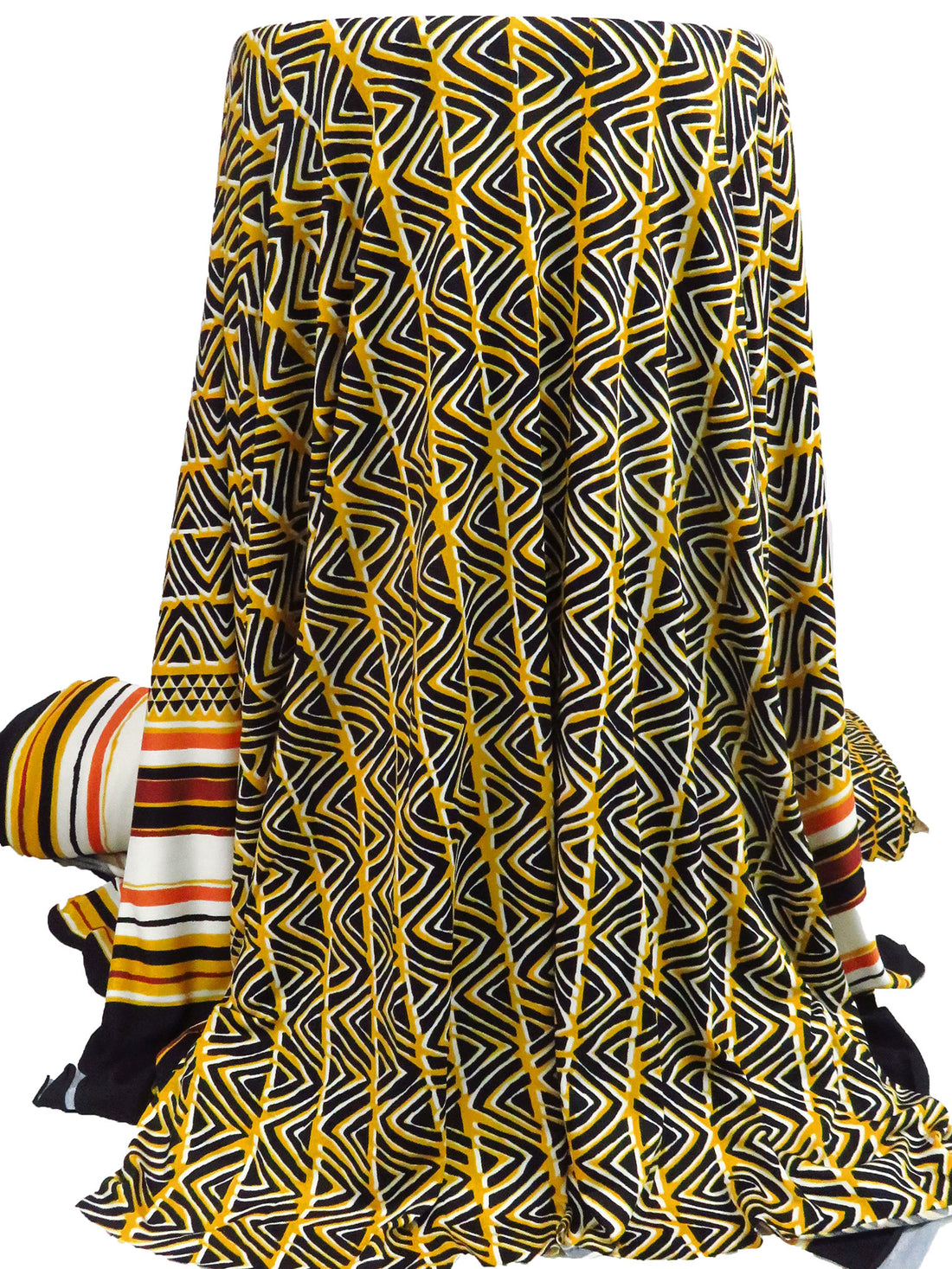 Goldenrod/Black/White/Multi Polyester/Lycra Double Border Geometric Print DTY Knit 58W