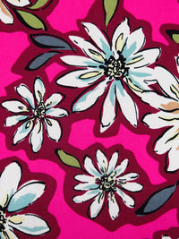 Bright Pink/Claret/White/Multi Polyester/Lycra Floral Print DTY Knit 60W