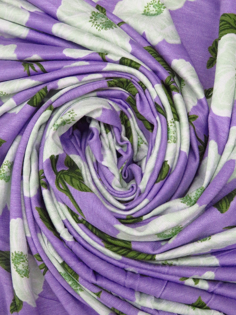 Purple Mountain/Pale Mint/White/Multi Polyester/Lycra Floral Print DTY Knit 66W