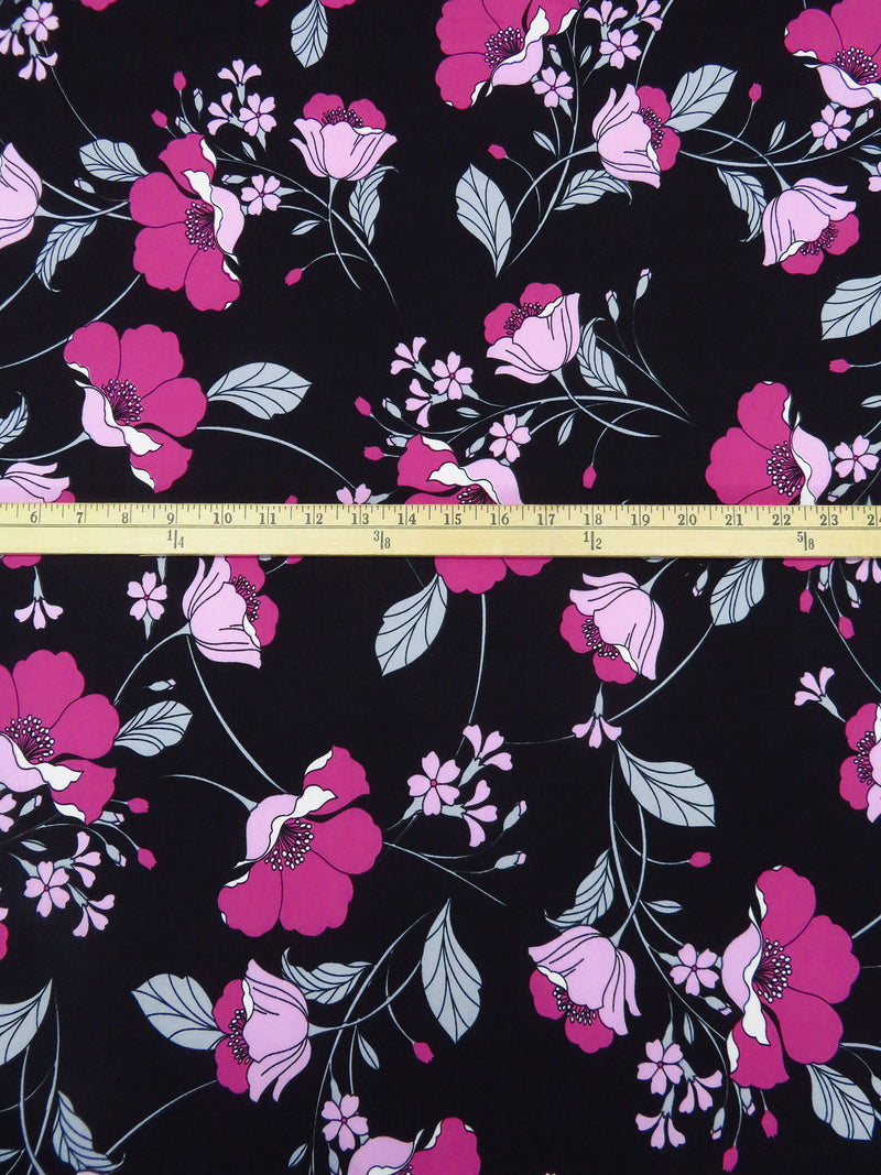 Black/Smitten Pink/Pale Wild Blue Yonder/Multi Polyester/Lycra Floral Print DTY Knit 58W