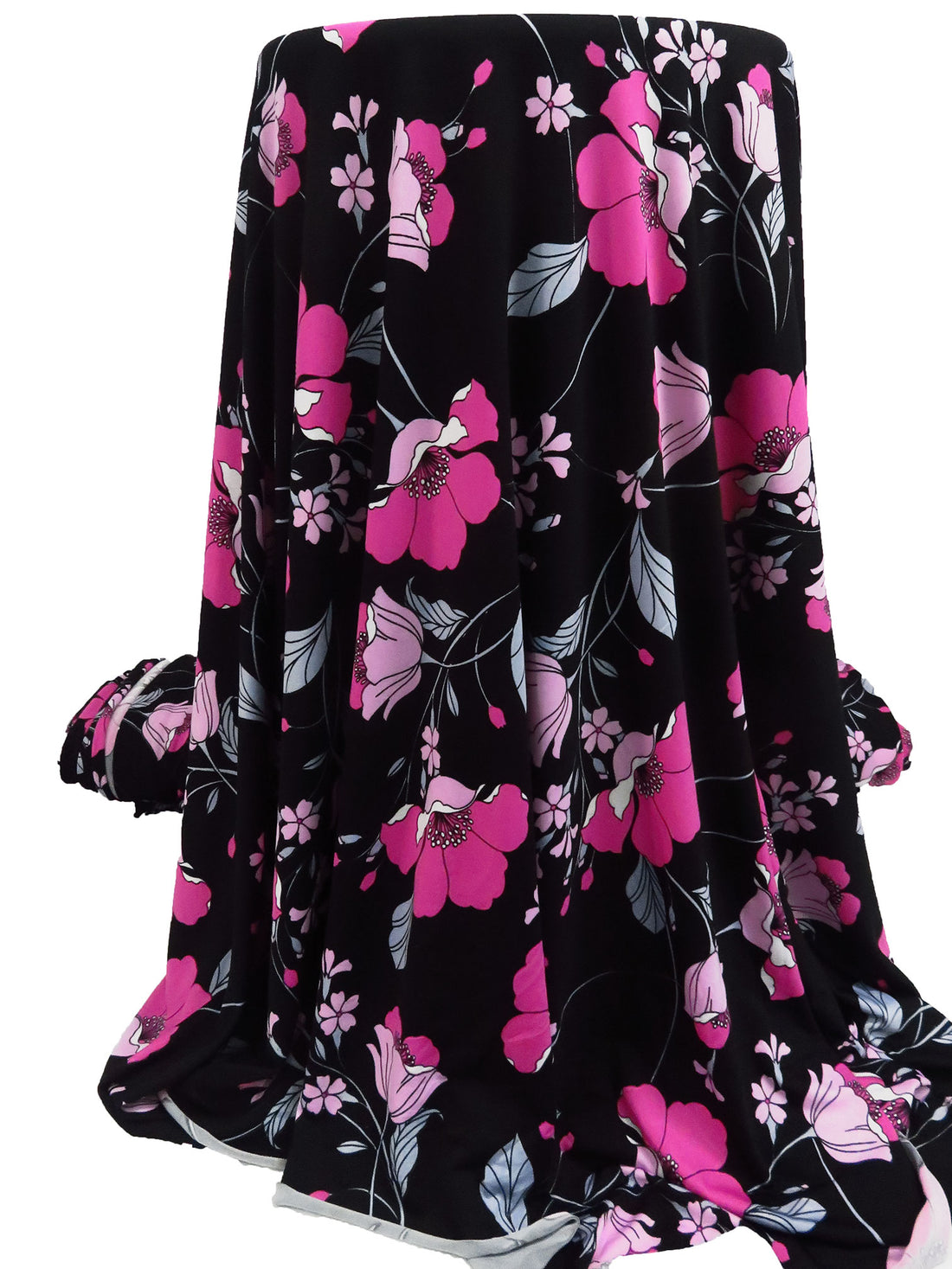 Black/Smitten Pink/Pale Wild Blue Yonder/Multi Polyester/Lycra Floral Print DTY Knit 58W