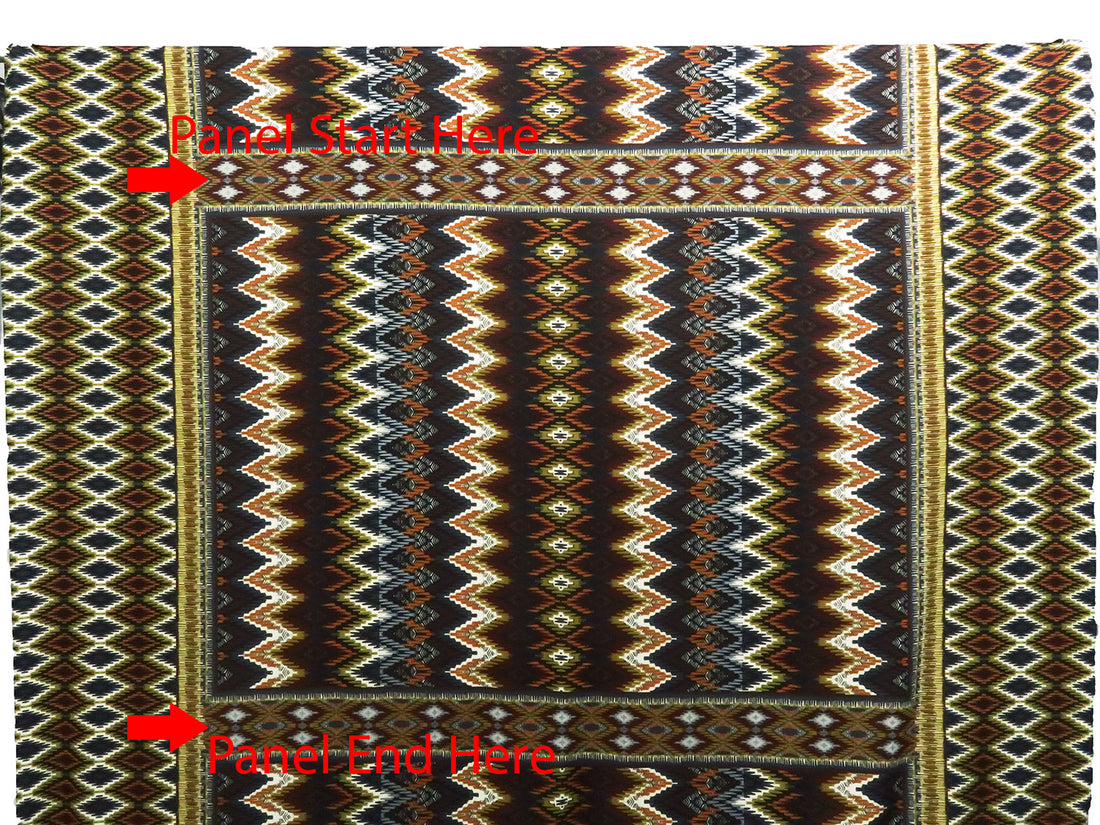 SOLD BY THE PANEL ONLY - Old Moss/Black/Dark Sienna/Multi Polyester/Lycra Zig Zag Framework Print DTY Knit 60W