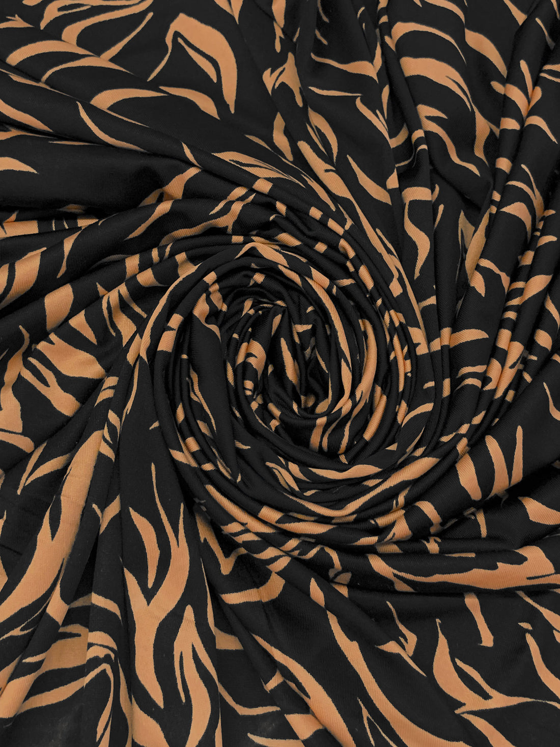 Golden Oak/Black Polyester/Lycra Abstract Print DTY Knit 59W
