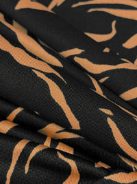 Golden Oak/Black Polyester/Lycra Abstract Print DTY Knit 59W