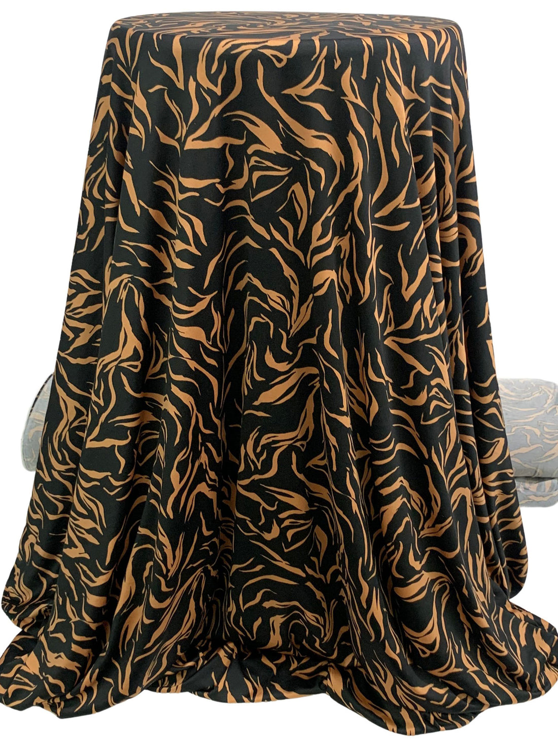 Golden Oak/Black Polyester/Lycra Abstract Print DTY Knit 59W