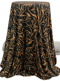 Golden Oak/Black Polyester/Lycra Abstract Print DTY Knit 59W