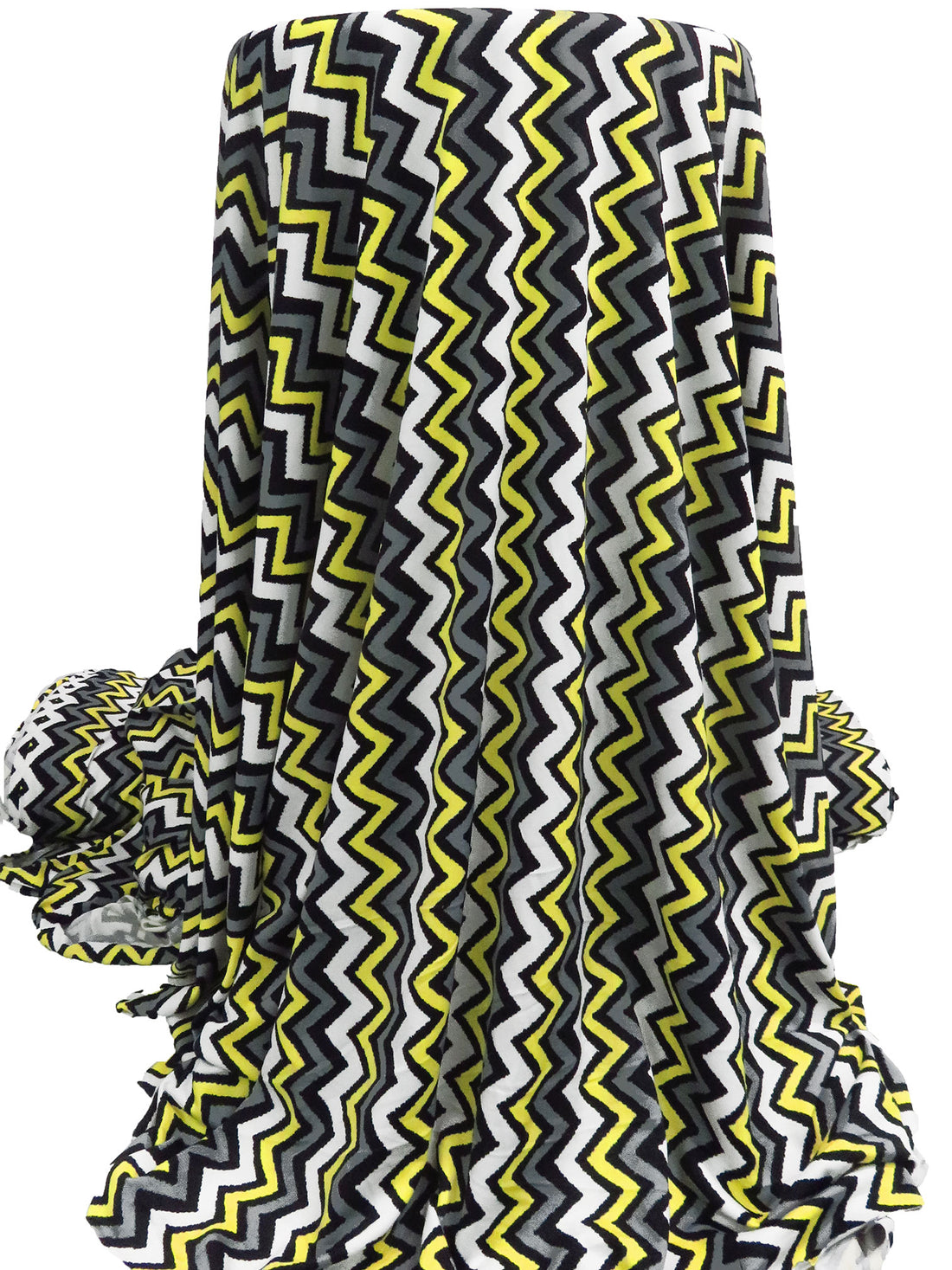 Trolley Gray/Maize/White/Black Polyester/Lycra Vertical Zig Zag Print DTY Knit 56W