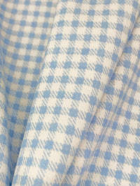 Steel Blue/White Cotton/Polyester Mini Check Plaid Print Interlock Knit 56W