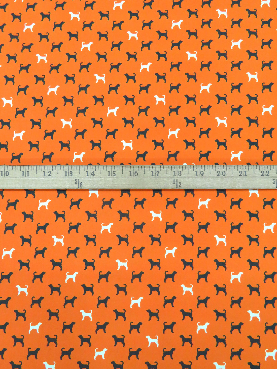 Pumpkin/Dark Gray/White Nylon/Lycra Dog Print 4-Way Stretch Knit 60W