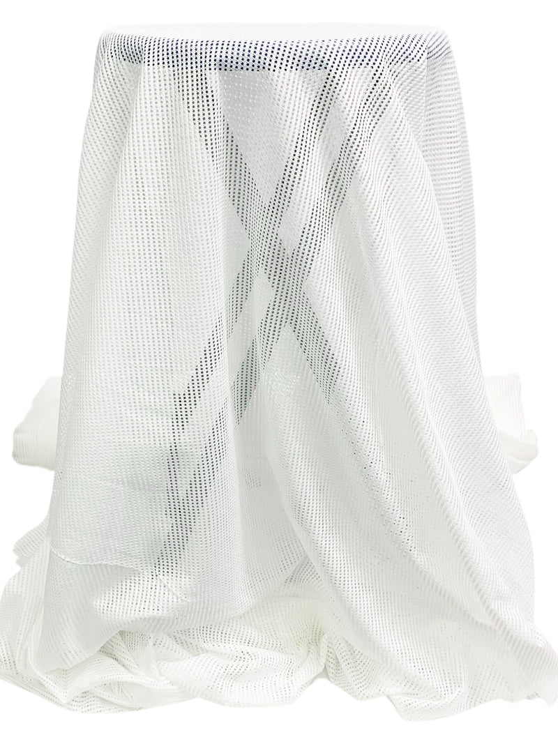 Eggshell White 100% Polyester Mesh Knit 56W