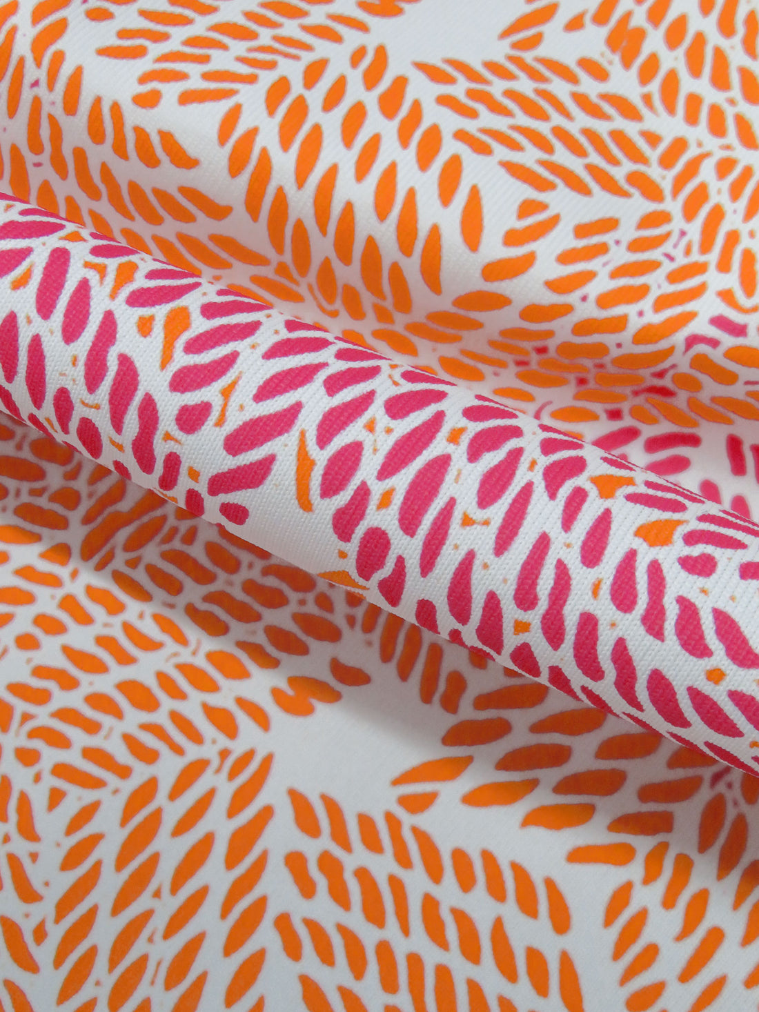 Off-White/Safety Orange/Dark Pink Nylon/Lycra Knots Print 4-Way Stretch Knit 58W