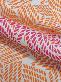 Off-White/Safety Orange/Dark Pink Nylon/Lycra Knots Print 4-Way Stretch Knit 58W