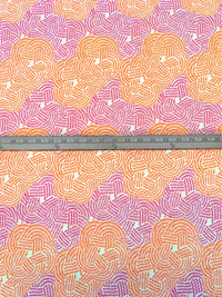 Off-White/Safety Orange/Dark Pink Nylon/Lycra Knots Print 4-Way Stretch Knit 58W