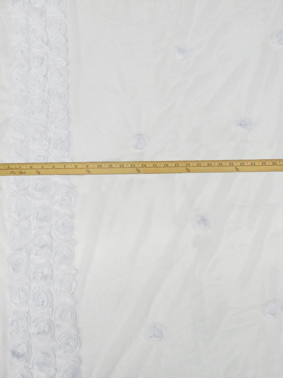 Pure White 100% Polyester Double Border Rosettes On Netting - LA Designer - 60W