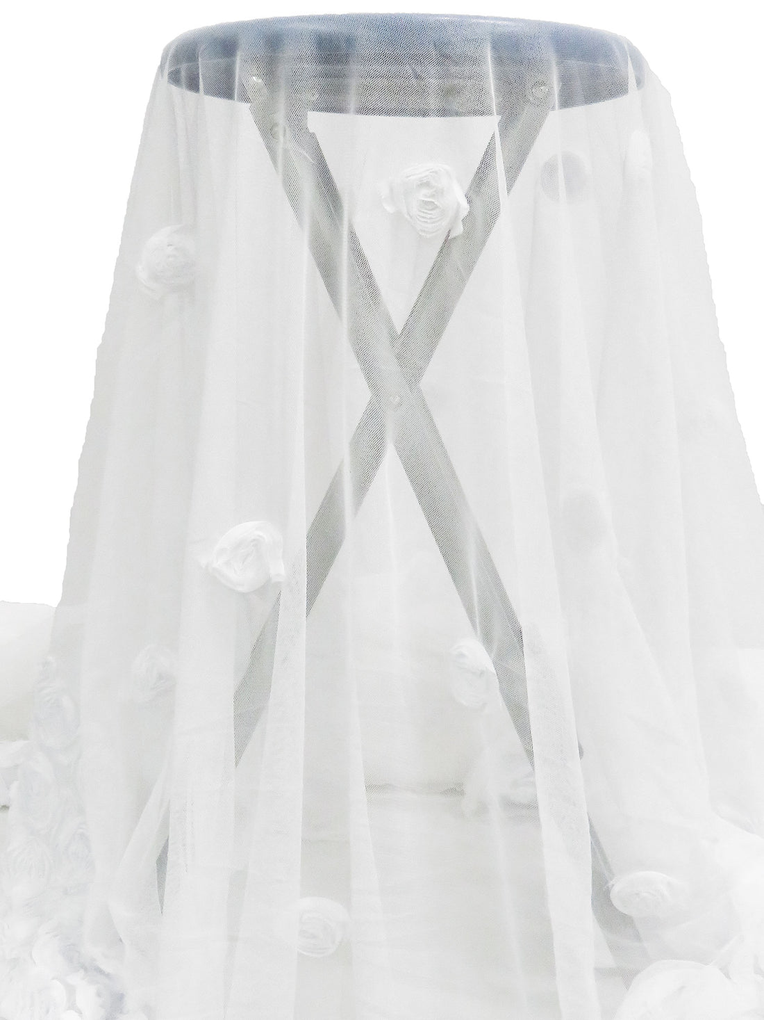 Pure White 100% Polyester Double Border Rosettes On Netting - LA Designer - 60W
