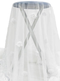 Pure White 100% Polyester Double Border Rosettes On Netting - LA Designer - 60W