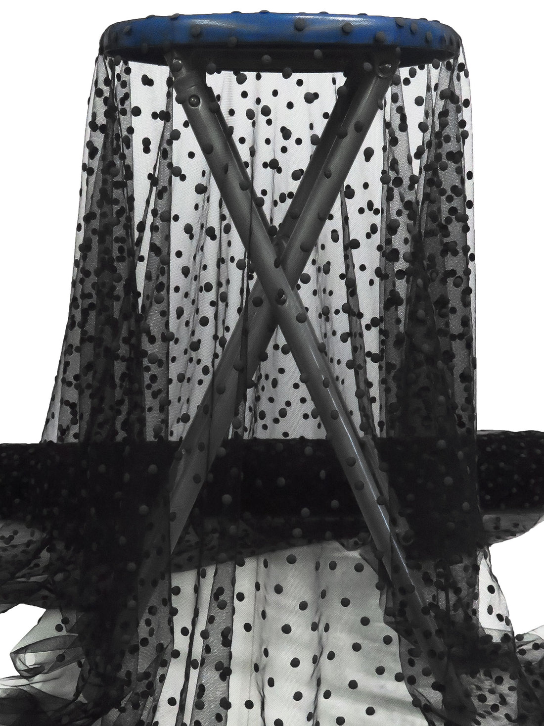 Matte Black 100% Nylon Fused Foam Dots On Netting - LA Designer - 56W