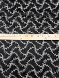 Black/White 100% Polyurethane Laser Cut Abstract Stitched Leather Look Netting - LA Designer - 58W