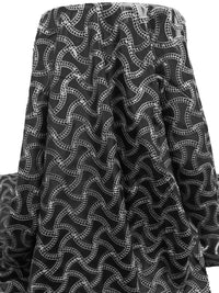 Black/White 100% Polyurethane Laser Cut Abstract Stitched Leather Look Netting - LA Designer - 58W