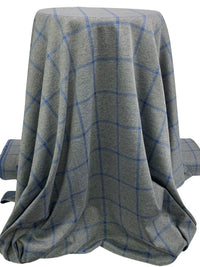 Heathered Gray/Iris Polyester/Rayon/Lycra Plaid Weave Jacquard Double Knit 58W
