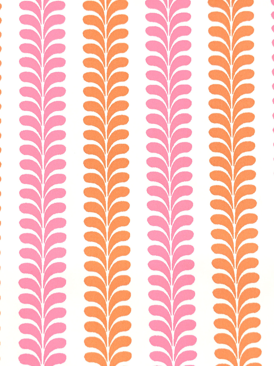 Pink Sherbet/Dark Salmon/White Nylon/Lycra Vertical Ornate Novelty Stripe Print 4 Way Stretch Knit 60W
