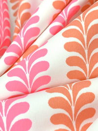 Pink Sherbet/Dark Salmon/White Nylon/Lycra Vertical Ornate Novelty Stripe Print 4 Way Stretch Knit 60W