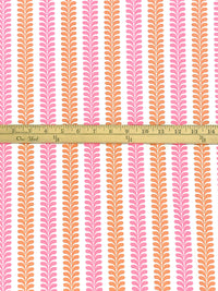Pink Sherbet/Dark Salmon/White Nylon/Lycra Vertical Ornate Novelty Stripe Print 4 Way Stretch Knit 60W