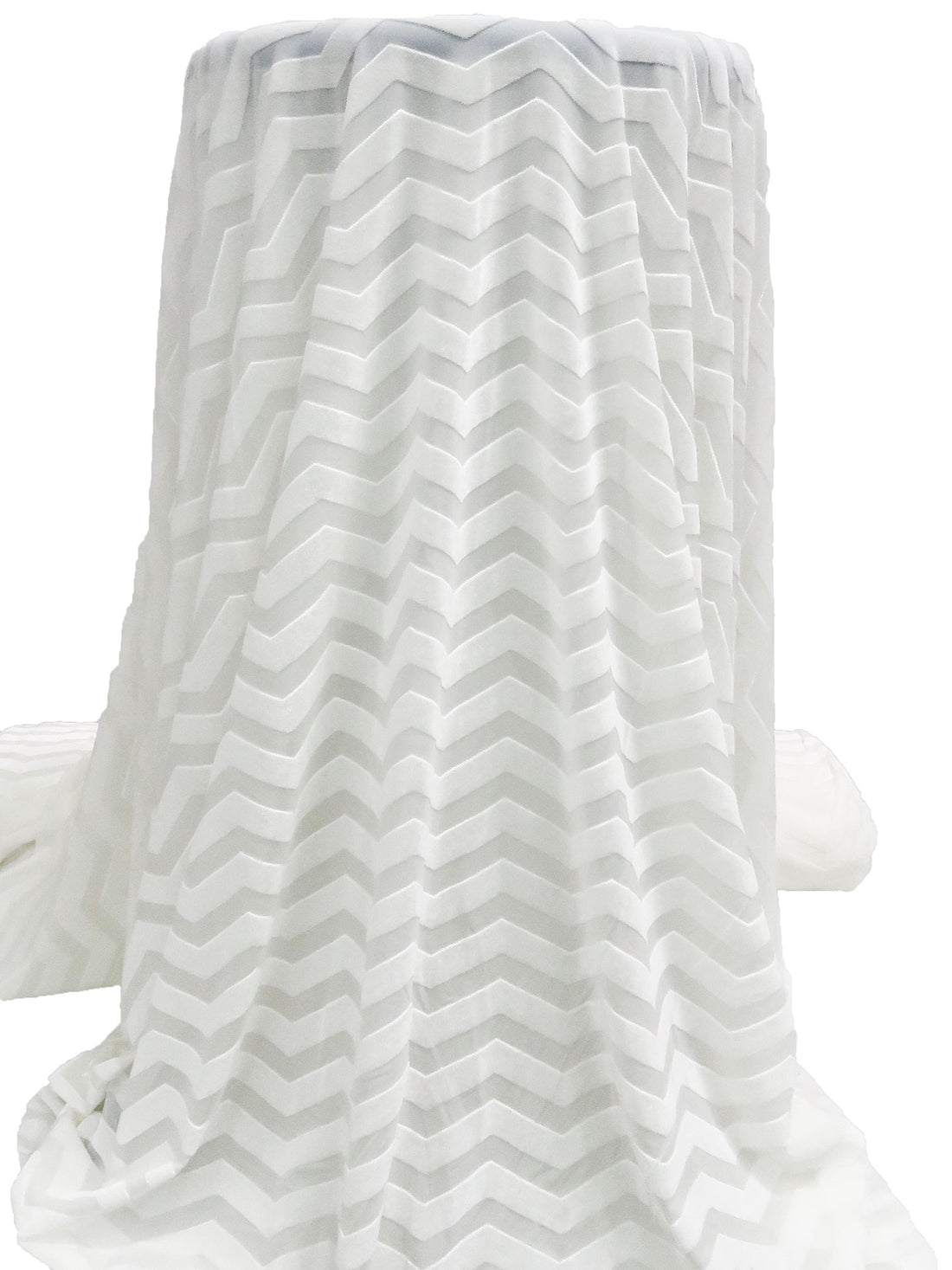 Daisy White Polyester/Lycra Zig Zag Burnout Velvet Knit 54W