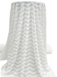 Daisy White Polyester/Lycra Zig Zag Burnout Velvet Knit 54W