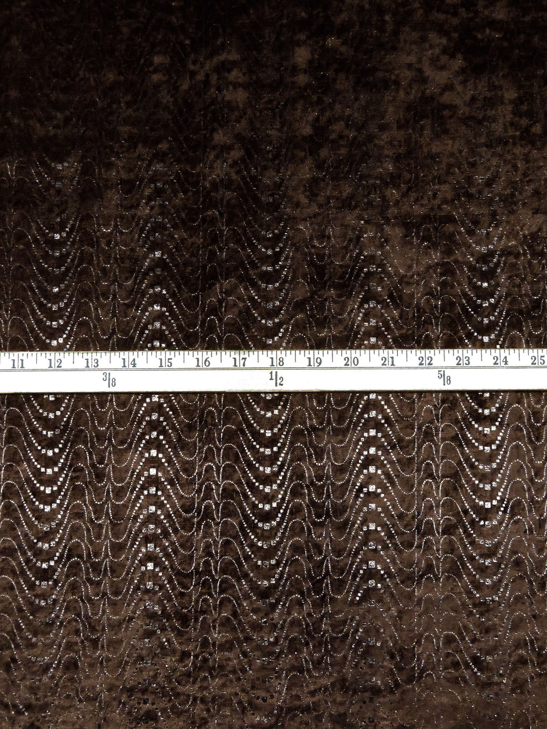 Dark Chocolate/Black 100% Polyester Geometric Foil Print Velvet Knit 60W