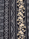 Black/Almond/Light Goldenrod/Multi Rayon/Lycra Vertical Geometric and Floral Stripe Print Jersey Knit 54W