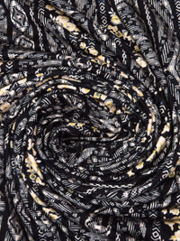 Black/Almond/Light Goldenrod/Multi Rayon/Lycra Vertical Geometric and Floral Stripe Print Jersey Knit 54W