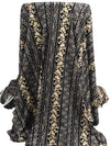 Black/Almond/Light Goldenrod/Multi Rayon/Lycra Vertical Geometric and Floral Stripe Print Jersey Knit 54W
