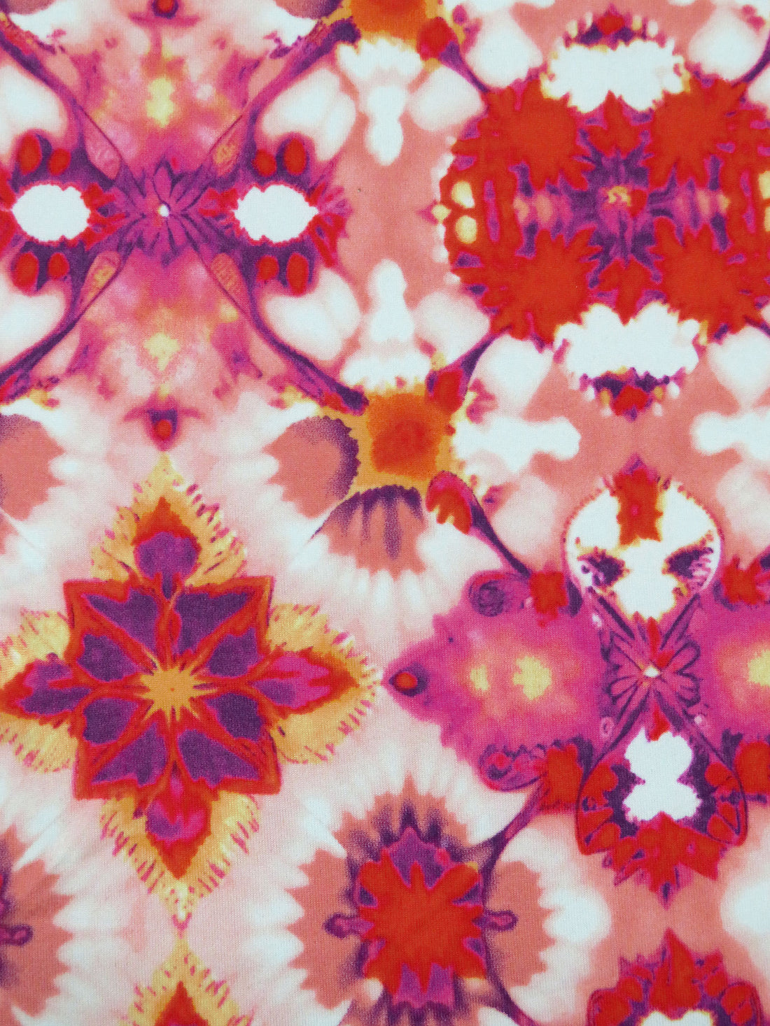 Dark Salmon Rose/Sunray/Scarlet/Multi Polyester/Lycra Kaleidoscope Print Double Brushed Knit 58W