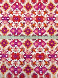 Dark Salmon Rose/Sunray/Scarlet/Multi Polyester/Lycra Kaleidoscope Print Double Brushed Knit 58W