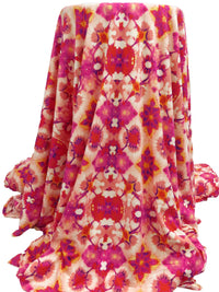 Dark Salmon Rose/Sunray/Scarlet/Multi Polyester/Lycra Kaleidoscope Print Double Brushed Knit 58W