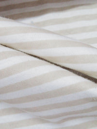 Pale Sand/White 100% Cotton Small Horizonal Stripe Print Interlock Knit 56W