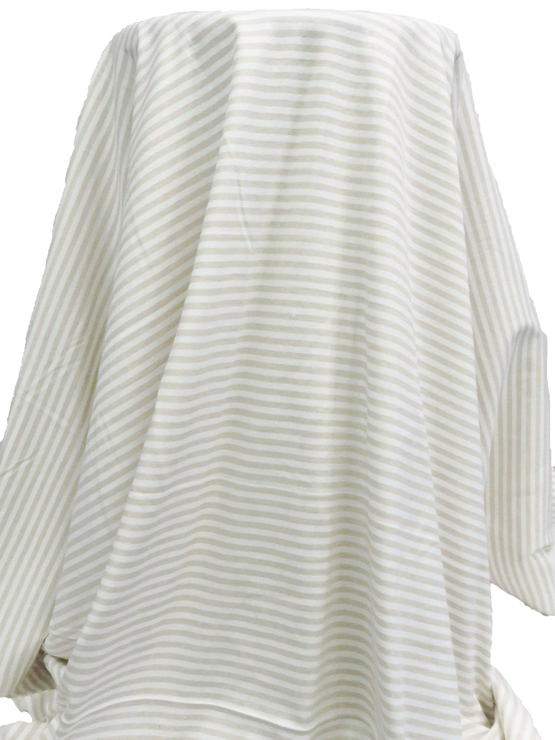Pale Sand/White 100% Cotton Small Horizonal Stripe Print Interlock Knit 56W