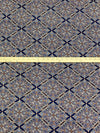 Dark Navy/Marigold/Russet/Multi Rayon/Lycra Stylized Ornate Diamond Medallion Print Jersey Knit 58W