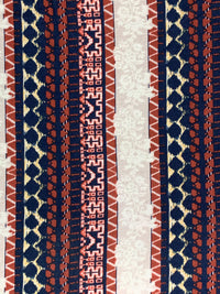 Navy/Chestnut/Pale Stone/Multi Rayon/Lycra Vertical Stylized Floral Stripe Print Jersey Knit 58W