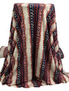 Navy/Chestnut/Pale Stone/Multi Rayon/Lycra Vertical Stylized Floral Stripe Print Jersey Knit 58W