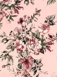 Misty Rose/Redwood/Black/Multi Polyester/Lycra Floral Print DTY Knit 61W