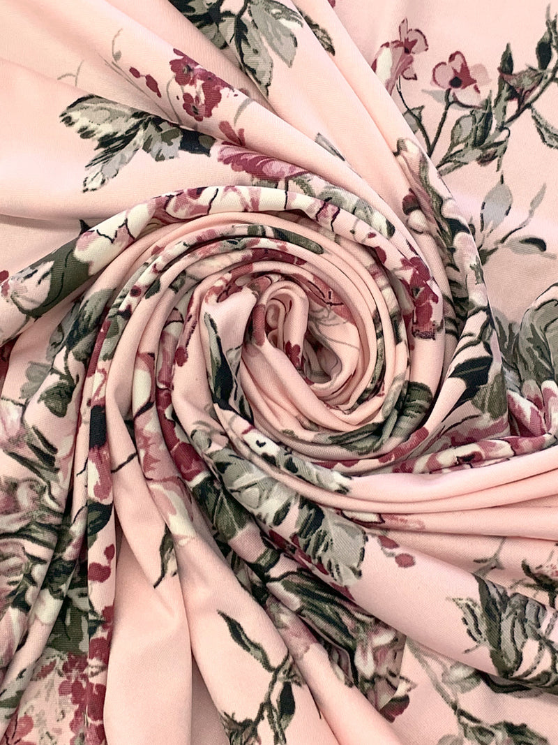 Misty Rose/Redwood/Black/Multi Polyester/Lycra Floral Print DTY Knit 61W