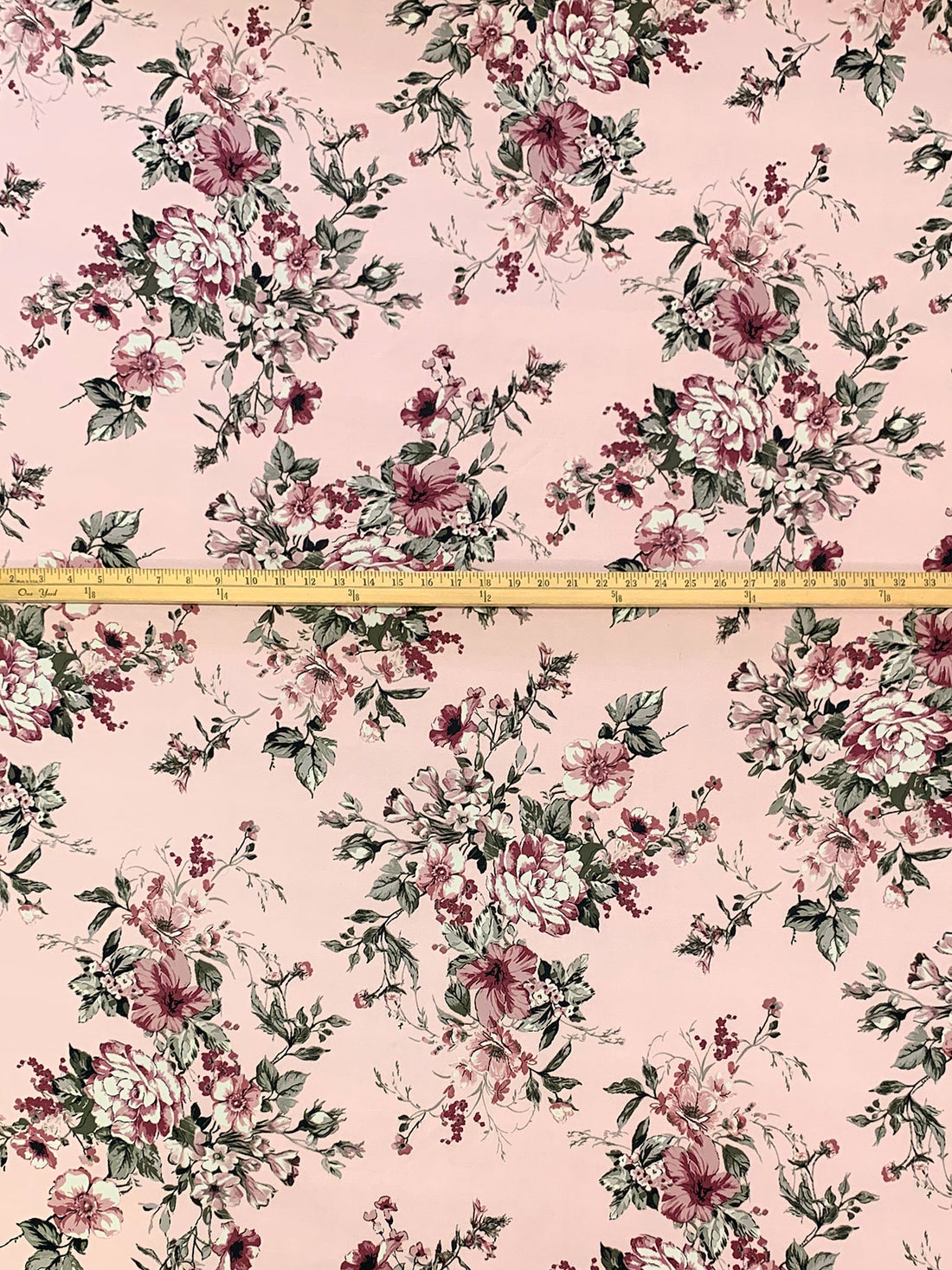 Misty Rose/Redwood/Black/Multi Polyester/Lycra Floral Print DTY Knit 61W