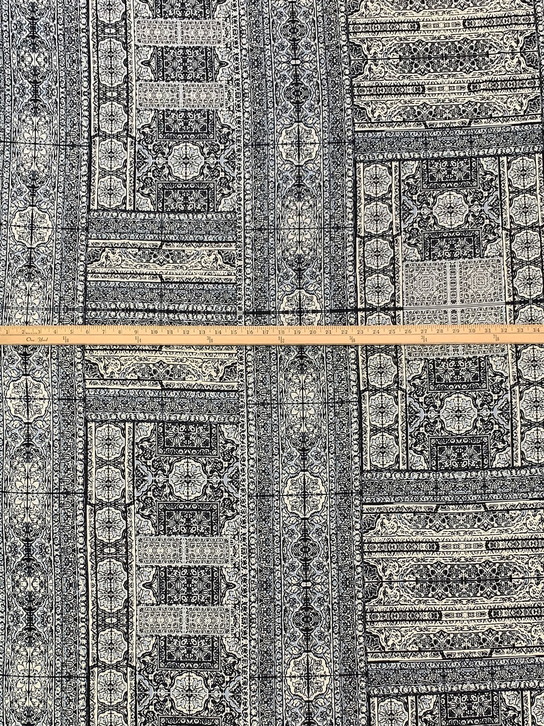 Cream/Old Lavender/Black Polyester/Lycra Large Ornate Print DTY Knit 57W