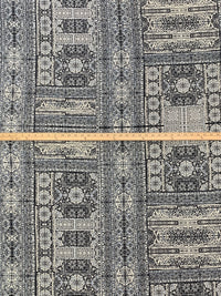 Cream/Old Lavender/Black Polyester/Lycra Large Ornate Print DTY Knit 57W