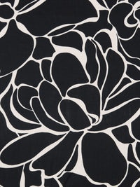 Matte Black/Beige 100% Linen Large Abstract Floral Print Shirt Weight Woven 52W