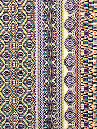 Imperial Purple/Coral/Black/Multi Polyester/Lycra Double Border Southwest Print ITY Knit 58W