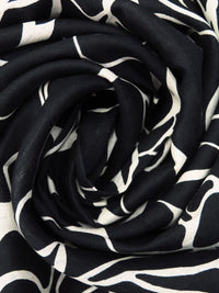 Matte Black/Beige 100% Linen Large Abstract Floral Print Shirt Weight Woven 52W